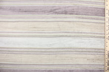 Load image into Gallery viewer, Portofino is a striped, woven upholstery weight fabric in amethyst, light green, light blue and pearl.  It is great for upholstery projects including sofas, chairs, dining chairs, pillows, handbags and craft projects.  It is soft and durable and would make a great accent to any room.  
