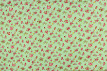 Load image into Gallery viewer, Quilting, quilting prints, roses, leaves, polka dots, green, white, pink, purple, red, cotton, bedding, clothing, pin cushions, crafting, home decor
