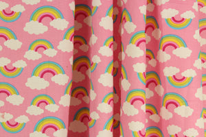 rainbows, clouds, pink, blue, yellow, green, red, quilting, cotton, crafting, apparel, home decor.