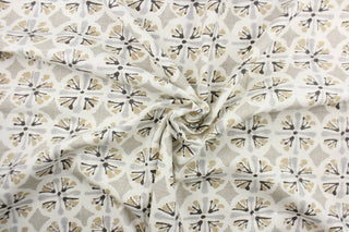 Amelie features an ethnic print in the colors of brown, gray and white.  Use this multi purpose fabric for clothing as well as drapery, pillows, bedding, placemats and light upholstery.  