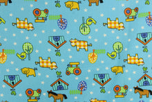 Load image into Gallery viewer, Yellow, white, trees, tractors, stars, quilting prints, quilting, pigs, orange, horses, green, fences, cows, blue, black, birds, birdhouses, animals, 100% cotton, crafts, craft projects, apparel, home decor, old macdonald, polka dots
