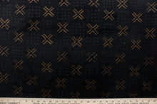 Load image into Gallery viewer,  Niassa with T/C Backing features a smooth woven polyester knit velvet with brown accents against a black background. Its heavy-duty construction offers up to 51,000 double rubs, making it ideal for upholstery projects that require resilience.  Great for sofas, chairs, dining chairs, pillows, handbags and craft projects.  It is soft and pliable and would make a great accent to any room.

