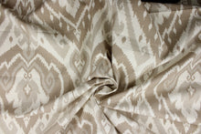 Load image into Gallery viewer, Lima is a multi-use fabric that blends cotton, linen and rayon for a luxurious and soft feel.  Its classic damask print comes in a light grey and shades of beige and has a durability of 15,000 double rubs.  The versatile fabric is perfect for window accents (draperies, valances, curtains and swags) cornice boards, accent pillows, bedding, headboards, cushions, ottomans, slipcovers and light duty upholstery.  
