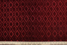 Load image into Gallery viewer,  This fabric features a diamond design in rich burgundy  . 
