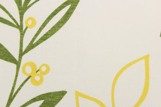 This fabric features a floral design in red, green, and yellow against a dull white. 