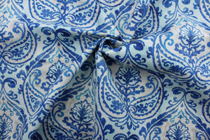 Summer Medley features a vibrant medallion design in shades of blue, light grey and white. This durable fabric is stain, mildew and UV resistant with 51,000 double rubs, making it perfect for any outdoor space. Uses include cushions, tablecloths, upholstery projects, decorative pillows and craft projects. 
