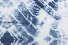 Load image into Gallery viewer, This 2-pass drapery lining features a tie dye design in denim blue and white.  It is used to keep rooms cooler in the summer and warmer in the winter.  The fabric lining adds fullness to your window treatments.  It is light weight and easy to sew and simple to maintain.
