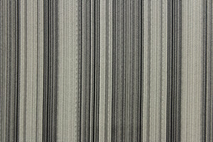 This jacquard fabric features variegated stripes in graphite and black.  It is perfect for accent pillows, window treatments (draperies and valances), and upholstery projects.  We offer this fabric in other colors.