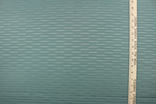 Load image into Gallery viewer, This duotone striped jacquard fabric in dark seafoam green is durable and hard wearing with a rating of 30,000 double rubs.  It can be used for multi purpose upholstery, bedding, accent pillows and drapery.  
