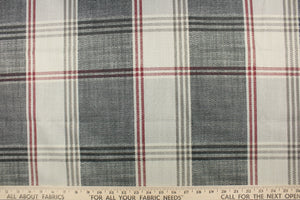 This 2-pass drapery lining features a plaid design in cranberry red, black, bronze and ivory.  It is used to keep rooms cooler in the summer and warmer in the winter.  The fabric lining adds fullness to your window treatments.  It is light weight and easy to sew and simple to maintain.
