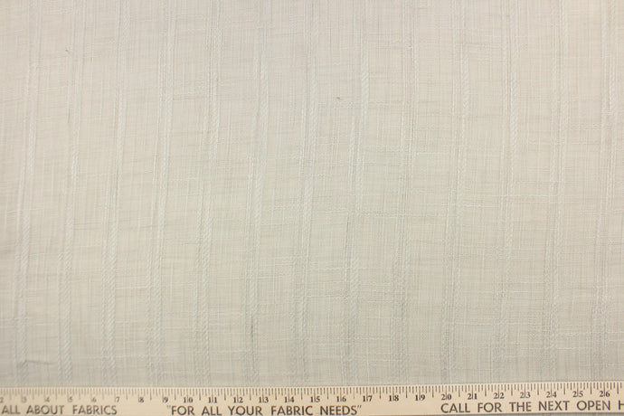  Cumulus is a striped high end sheer drapery fabric.  Use it for swags, window scarves and drapery panels.