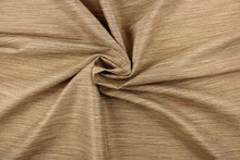 Load image into Gallery viewer, This multi-purpose mock linen features a striae pattern in light brown with beige undertones.  This classic raw silk look is suitable for draperies, curtains, cornice boards and headboards.  We offer this fabric in other colors.
