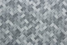 Load image into Gallery viewer, Mixes in is a stylish, outdoor fabric with a modern basket weave pattern. This durable fabric is constructed in shades of grey, creating an elegant look that&#39;s perfect for your outdoor furniture.  It is UV fade, water and stain resistant, with a durability rating of 15,000 double rubs. Perfect for any outdoor space.  Perfect for porches, patios and pool side.  Uses include toss pillows, cushions, upholstery, tote bags and more.  
