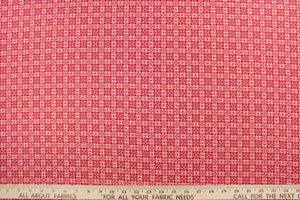 Diamonds is from the "First Frost" collection by Amanda Murphy.  The tone on tone fabric features diamond shapes and is enhanced with a shimmering pearlescent finish.  The versatile lightweight fabric is soft and easy to sew.  It would be great for quilting, crafting and sewing projects.  Colors include red and white.