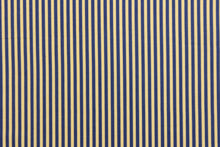 Load image into Gallery viewer, This fabric features stripes in royal blue and light orange. This versatile lightweight fabric is soft and easy to sew.  It would be great for quilting, crafting and sewing projects.  
