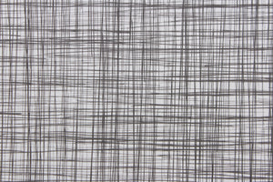 This vinyl fabric features a cross hatch design in gray set against a very pale gray. 