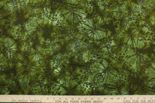 Load image into Gallery viewer,  From the &quot;Every Day Prints&quot; collection, Blenders features a large butterfly print in black against an olive green background.  The versatile lightweight fabric is soft and easy to sew.  It would be great for quilting, crafting and sewing projects.  
