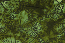Load image into Gallery viewer,  From the &quot;Every Day Prints&quot; collection, Blenders features a large butterfly print in black against an olive green background.  The versatile lightweight fabric is soft and easy to sew.  It would be great for quilting, crafting and sewing projects.  
