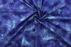 This fabric features ferns with a distressed look that enhances the design.  Colors included are various shades of blue.  It has a nice soft hand and would be great for quilting, crafting and home decor.  We offer this fabric in several different colors.