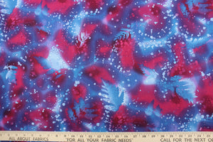 This fabric features ferns with a distressed look that enhances the design.  Colors included are various shades of blue and red with hints of pink.  It has a nice soft hand and would be great for quilting, crafting and home decor.  We offer this fabric in several different colors.