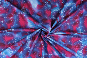 This fabric features ferns with a distressed look that enhances the design.  Colors included are various shades of blue and red with hints of pink.  It has a nice soft hand and would be great for quilting, crafting and home decor.  We offer this fabric in several different colors.