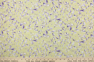  This fabric features a leaf and stem design in purple and white on a light green background.  It has a nice soft hand and would be great for quilting, crafting and home decor.  We offer this fabric in several other colors.