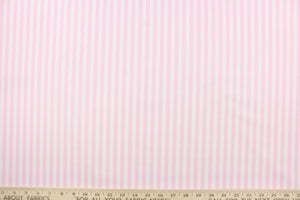 This fabric features stripes in pink and white.  The versatile lightweight fabric is soft and easy to sew.  It would be great for quilting, crafting and sewing projects.  