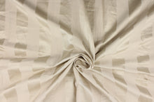 Load image into Gallery viewer, This fabric features a stripe design in pale beige with  a slight shine. 
