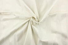 Load image into Gallery viewer, This fabric features a stripe design in off white with  a slight shine. 
