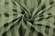 Load image into Gallery viewer, This fabric features a stripe design in green with  a slight shine.
