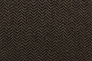  This wool features a herringbone design in dark brown and black . 