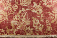Load image into Gallery viewer, : A unique pattern featuring a floral design that is visible from a distance and blurs or blends as you get closer in shades of dark and lighter red  along with cream and khaki brown .
