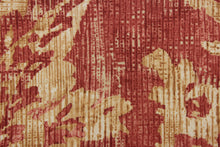 Load image into Gallery viewer, : A unique pattern featuring a floral design that is visible from a distance and blurs or blends as you get closer in shades of dark and lighter red  along with cream and khaki brown .
