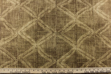 Load image into Gallery viewer, This gorgeous cognac brown fabric features a geometric diamond pattern.

