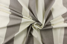 Load image into Gallery viewer, This fabric features a wide striped design in gray and white.

