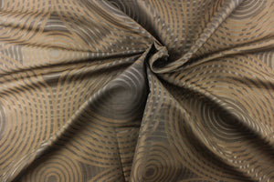 Geometric multi-layer, circular pattern in tone on tone colors in pewter, gray, black and gold tones