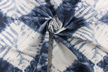 Load image into Gallery viewer,  In a geometric batik diamond design and tie dye appearance in a beautiful indigo blue with white colors.
