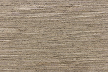 Load image into Gallery viewer, This multi-purpose mock linen features a striae pattern in sand dune  with black undertones.  This classic raw silk look is suitable for draperies, curtains, cornice boards and headboards.  We offer this fabric in other colors.
