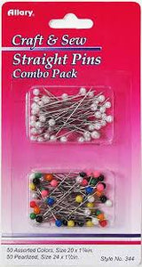Craft & Sew Straight Pins, 50 Pearlized, 50 Assorted Colors