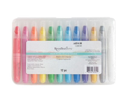Recollections Signature Shimmery Watercolor Crayons - 12 Piece Set