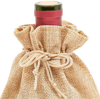 Burlap Wine Bag with Drawstring